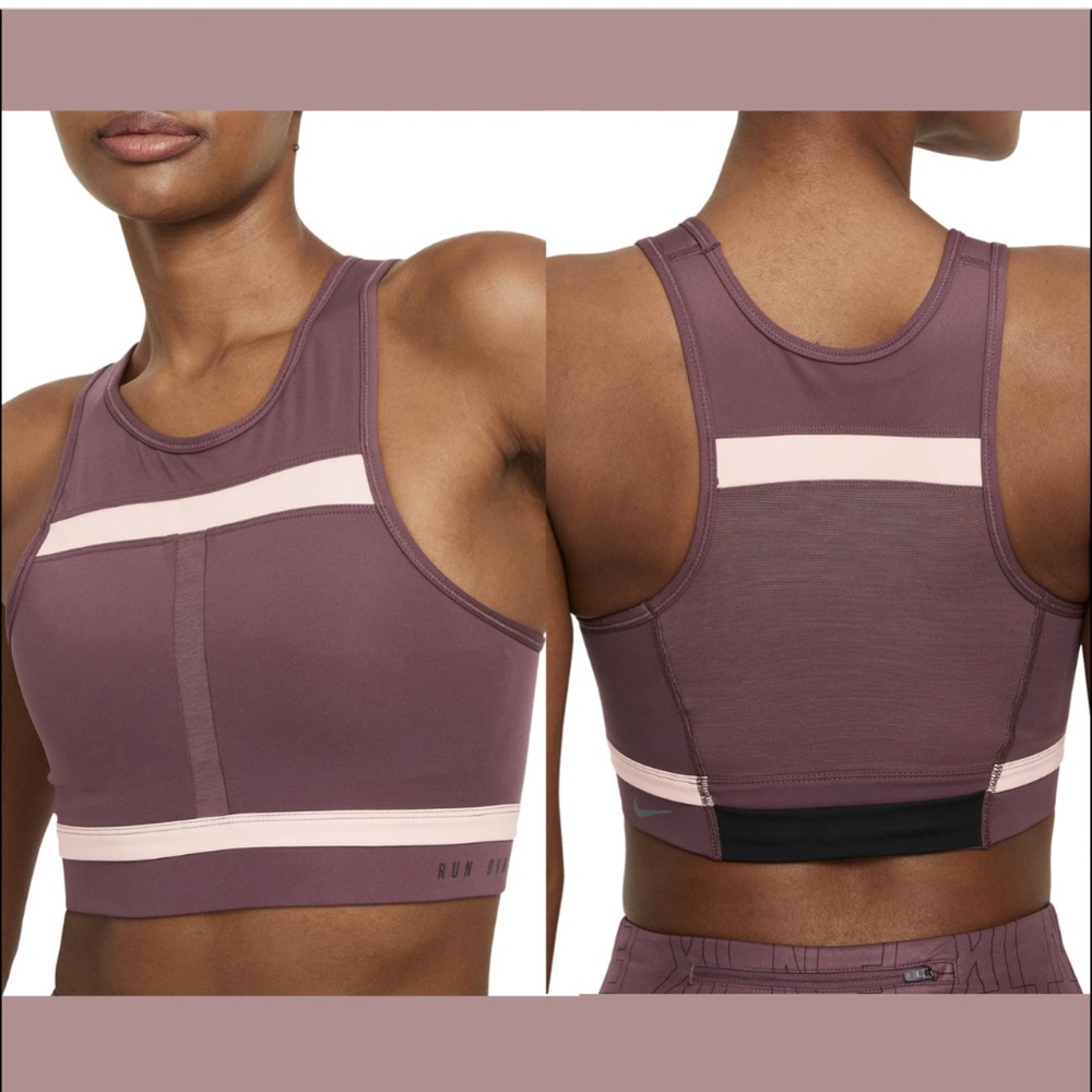 NWT Nike [ XS ] Dri-FIT Swoosh‎ Run Division Sports Bra in Dark Wine -Coral